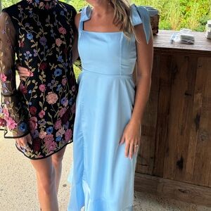 Show me your MUMU Claire Midi Dress | size: XS | color Steel Blue Luxe Satin